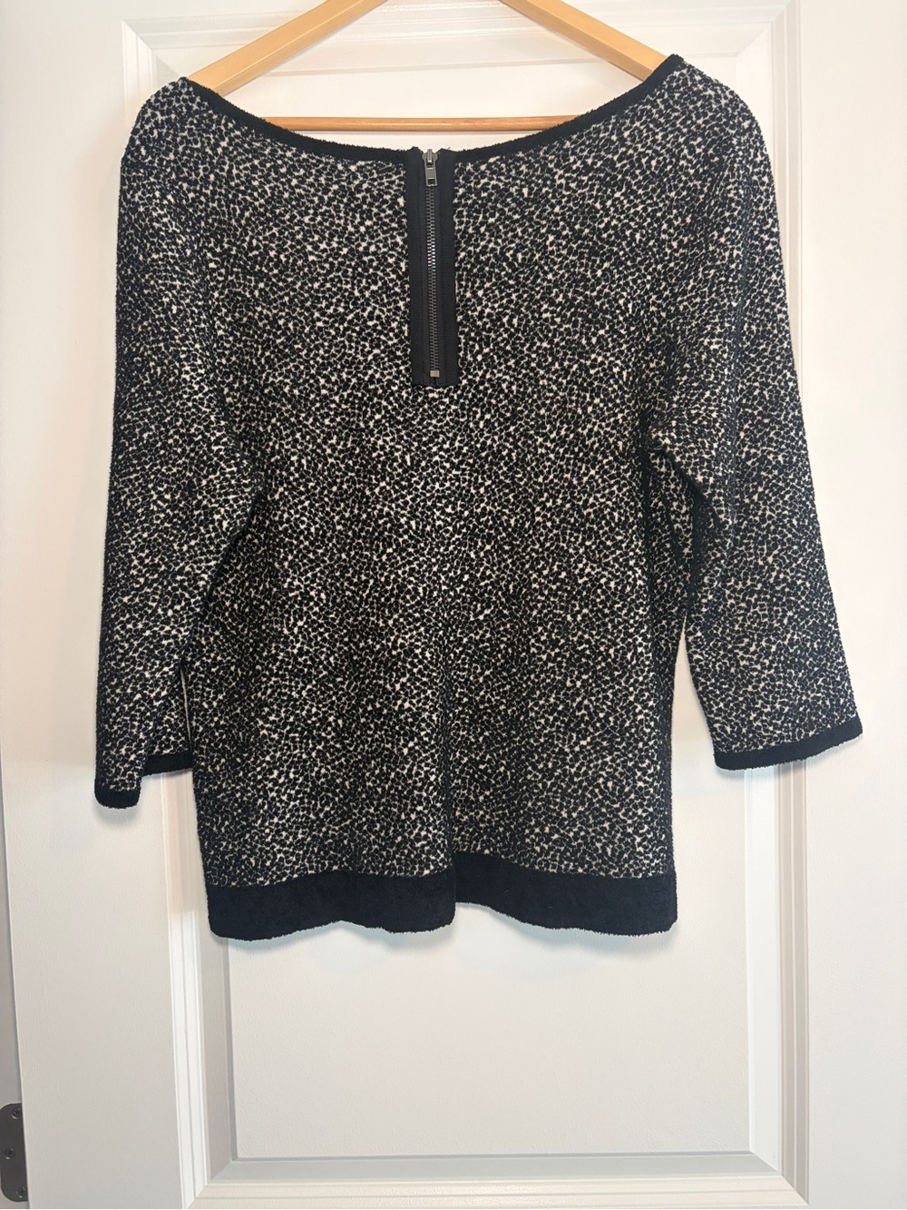 Anthropologie Moth | Black and White Speckled Crewneck Soft Sweater - Picture 2 of 4